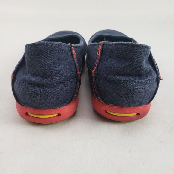 Crocs Skimmer Slip On Shoe Womens 7 Blue Comfort Stretch Sole Canvas Flat - Picture 8 of 10